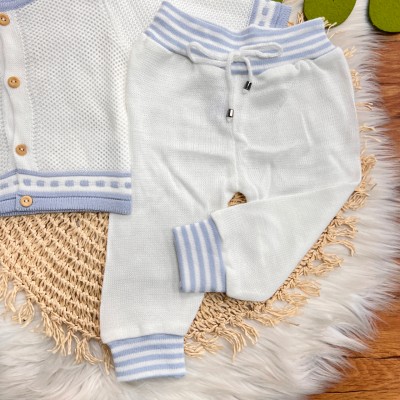 Conj de Linha Tijolinho - Branco com Azul Bebe